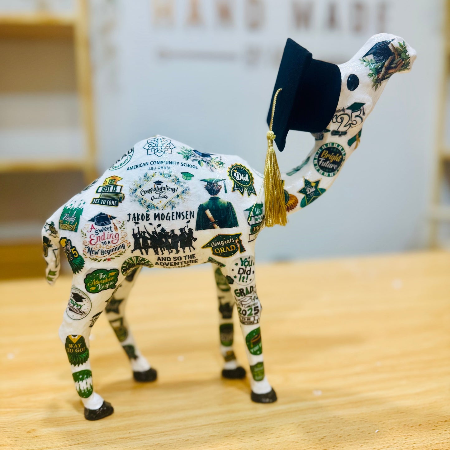 Handmade Graduation Camel – Personalized with Graduation Hat, University & School #4