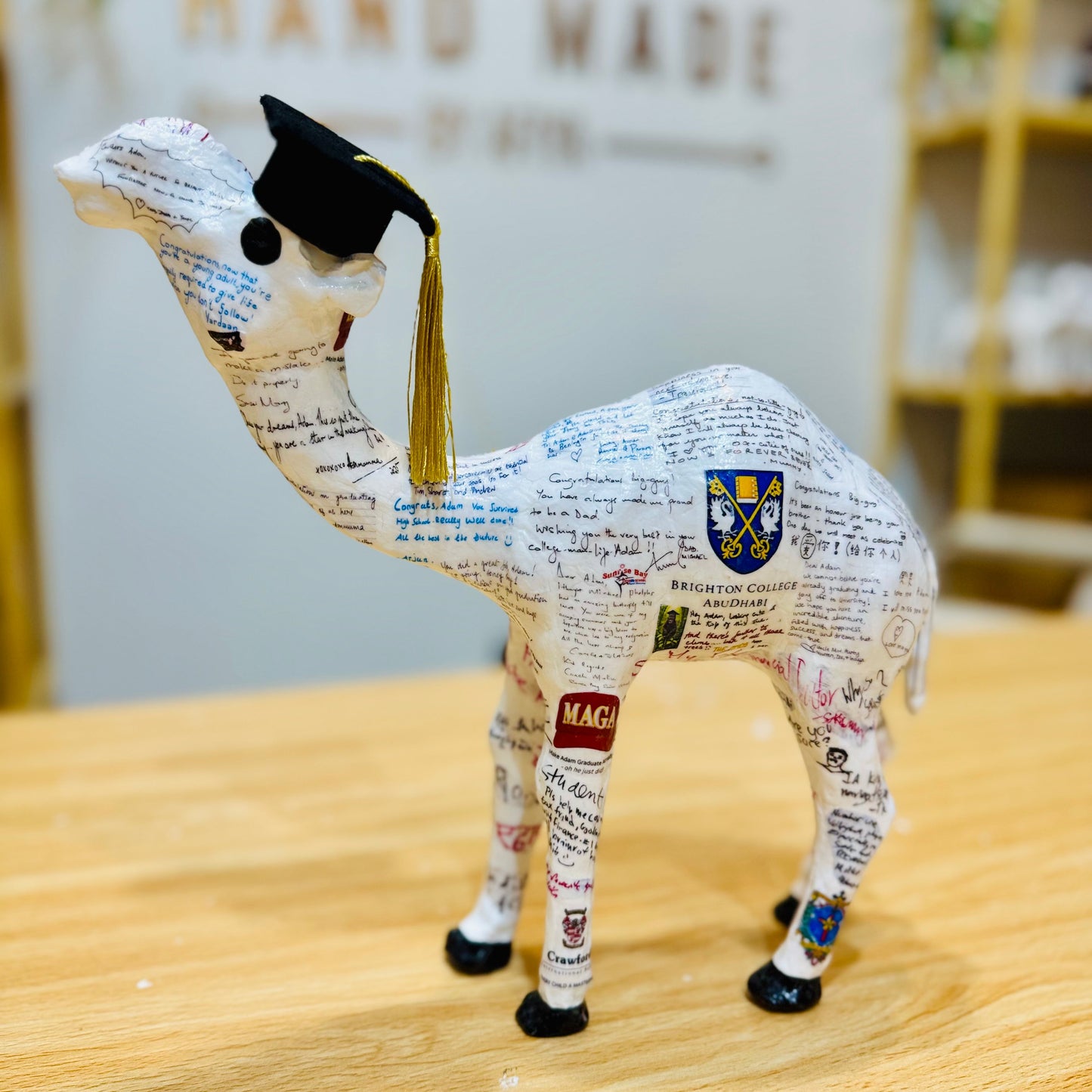 Handmade Graduation Camel – Personalized with Graduation Hat, University & School #1
