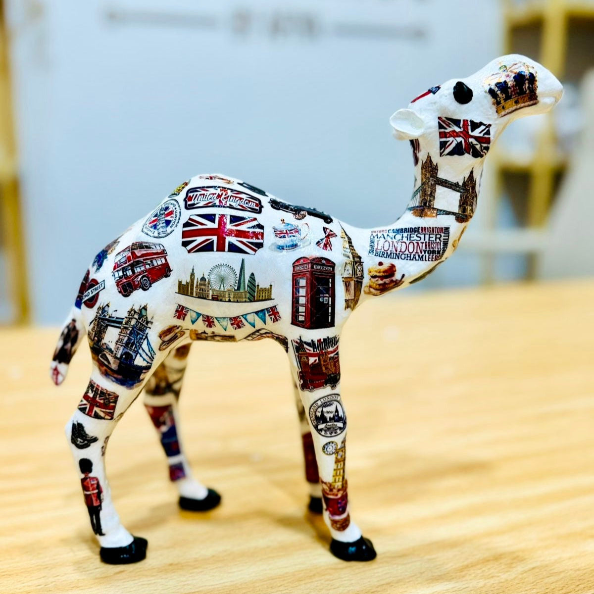 Handmade UK Theme Camel – Personalized British Souvenir Gift | London & Union Jack Inspired Décor from Dubai