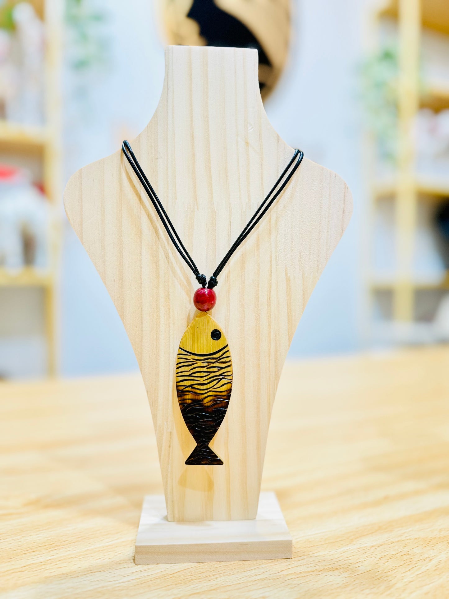 Hand painted Bamboo Pendant Ornament #18 Fish
