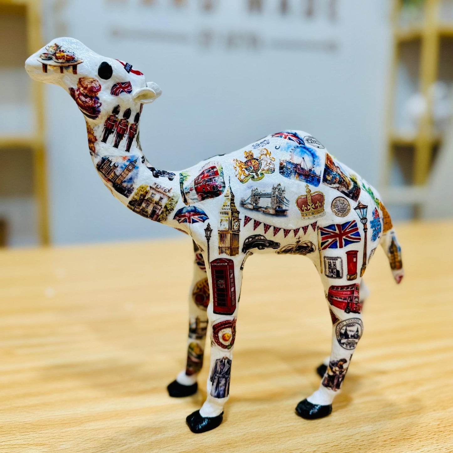 Handmade UK Theme Camel – Personalized British Souvenir Gift | London & Union Jack Inspired Décor from Dubai
