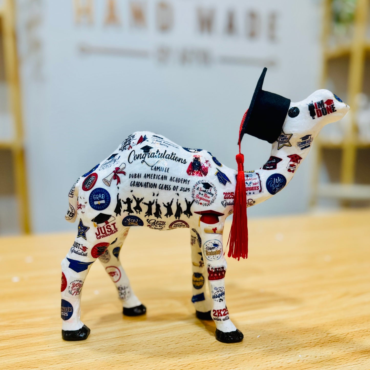 Handmade Graduation Camel – Personalized with Graduation Hat, University & School #5