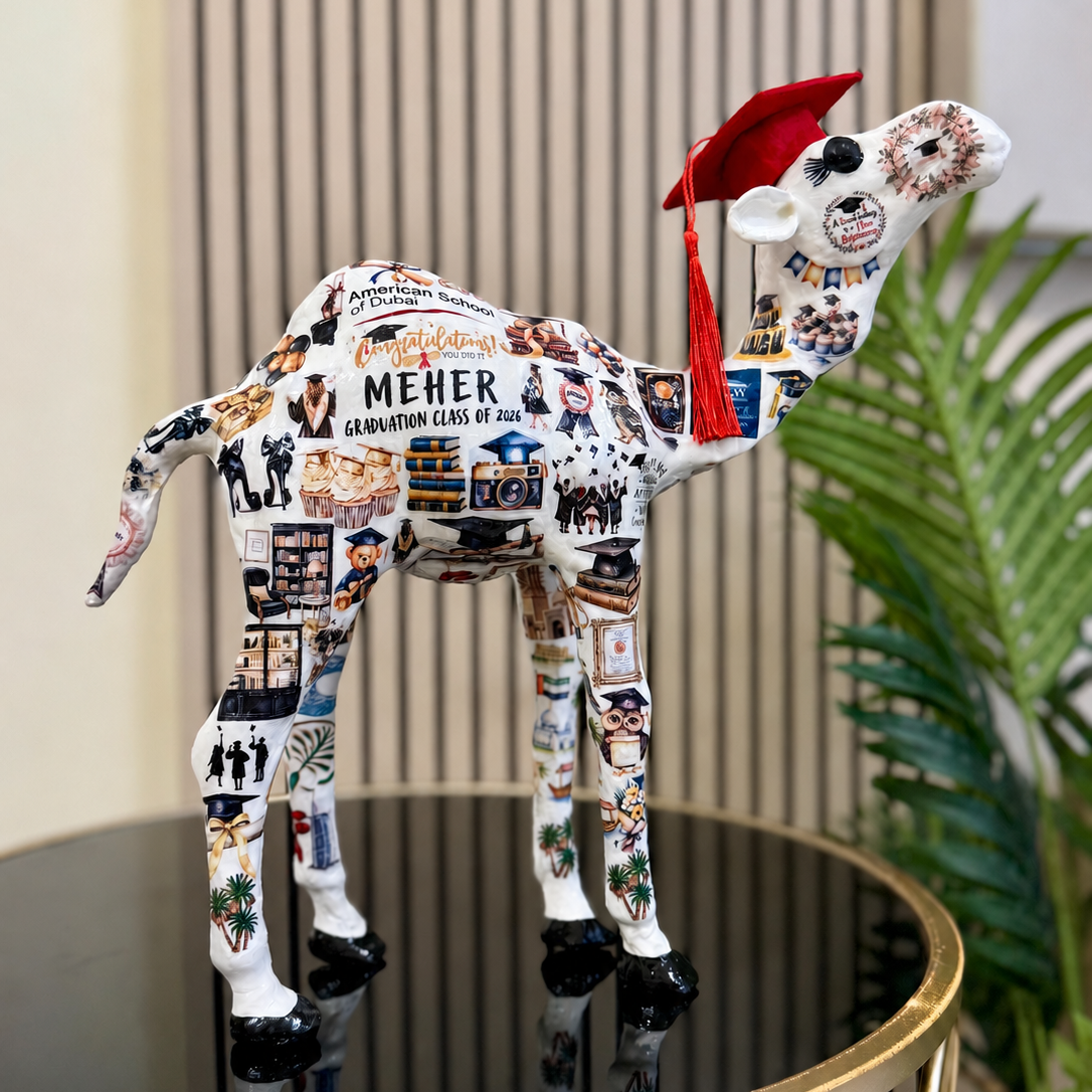 Personalised Graduation Camel Gift Dubai UAE | Custom Graduate Souvenir by Handmade by Afiya