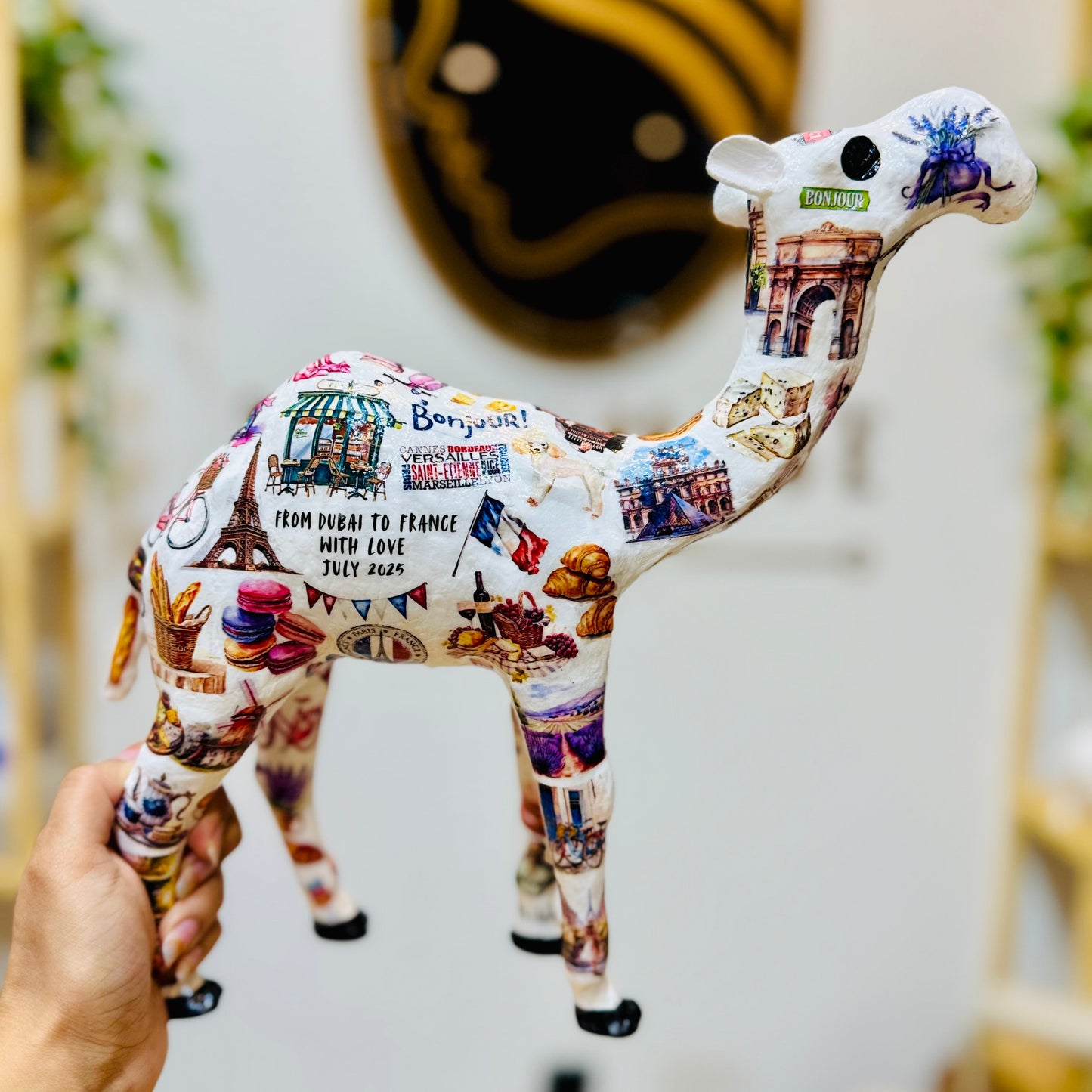 Handmade French Theme Camel – Personalized Paris-Inspired Souvenir Gift | France Flag Décor from Dubai