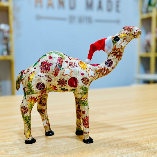 Handcrafted Christmas Camel with Winter Scents in Cream - Holiday Decoration & Gift