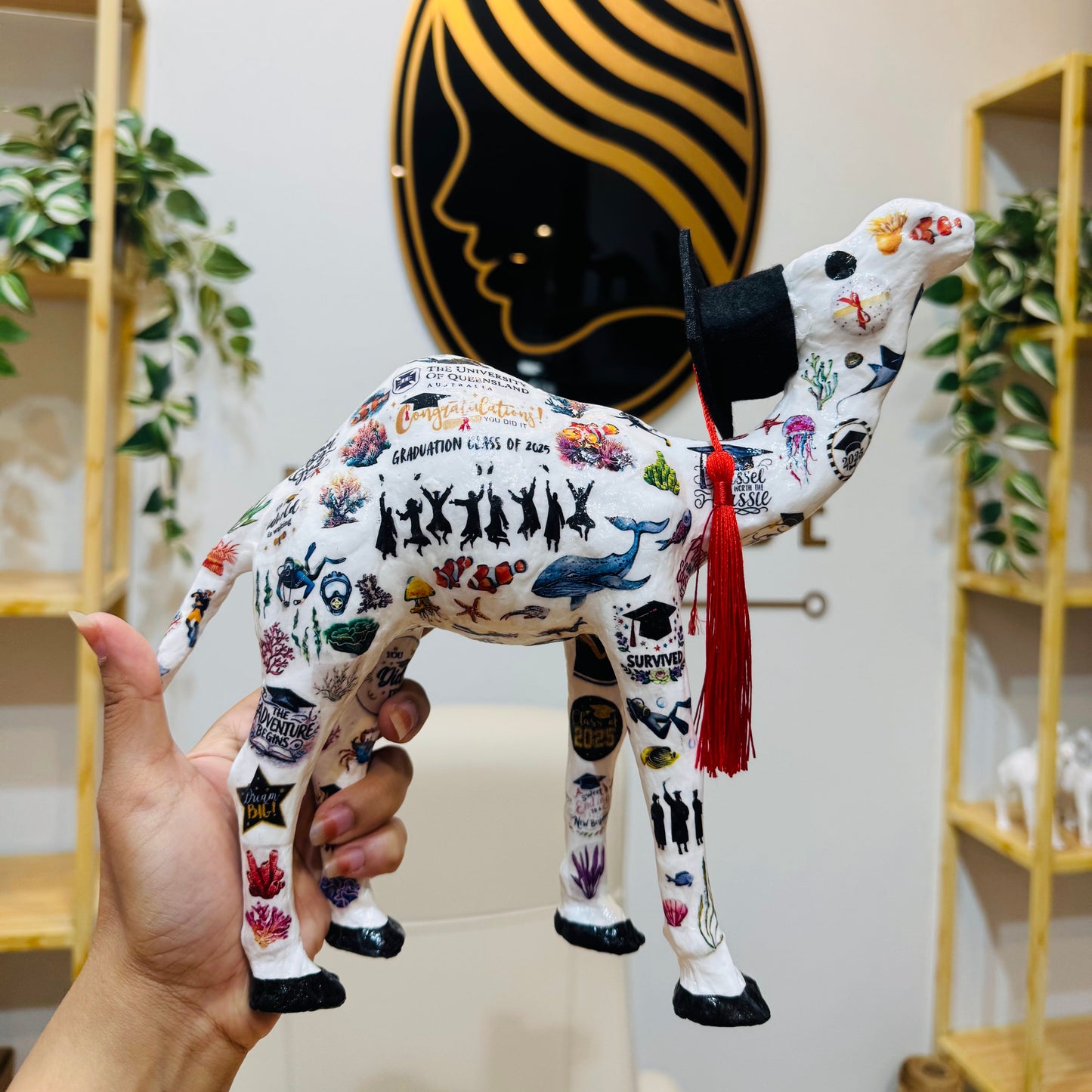 Handmade Graduation Camel – Personalized with Graduation Hat, University & School #7
