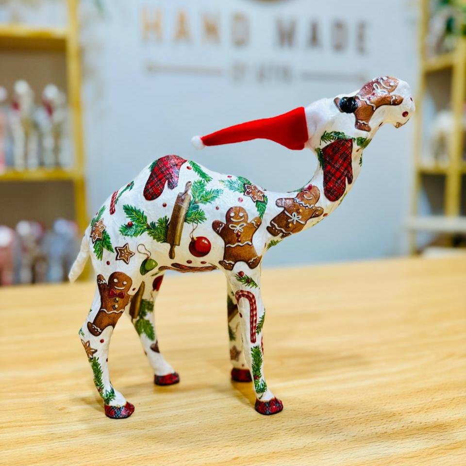 Handmade Camel with Gingerbread Man and Christmas Mittens - Christmas Decoration & Gift