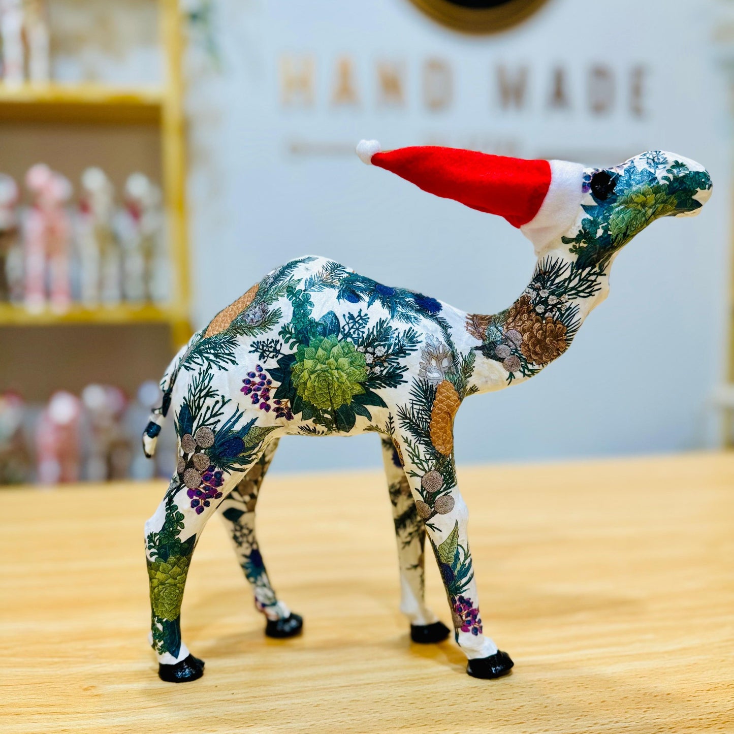 Handmade Camel with Wild Pine and Christmas Wreath Leaves - Christmas Decoration & Gift