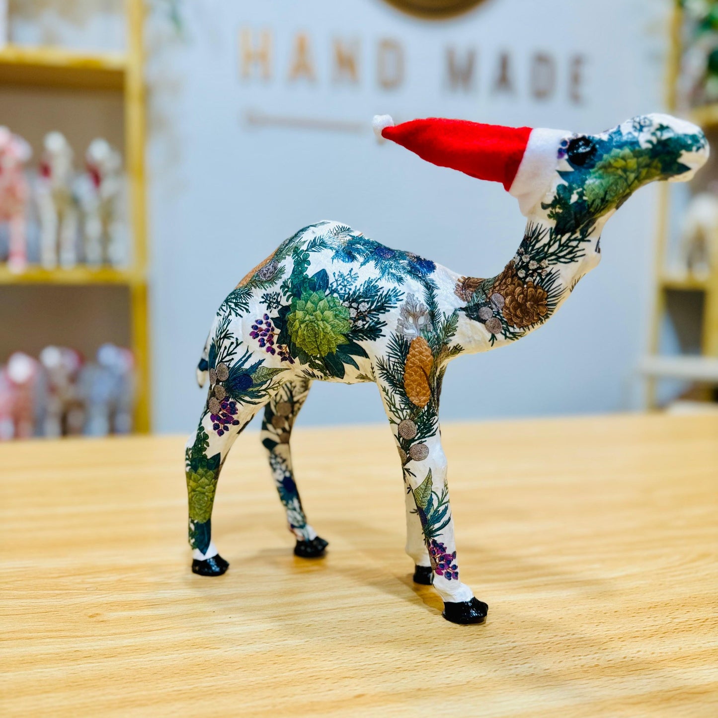 Handmade Camel with Wild Pine and Christmas Wreath Leaves - Christmas Decoration & Gift