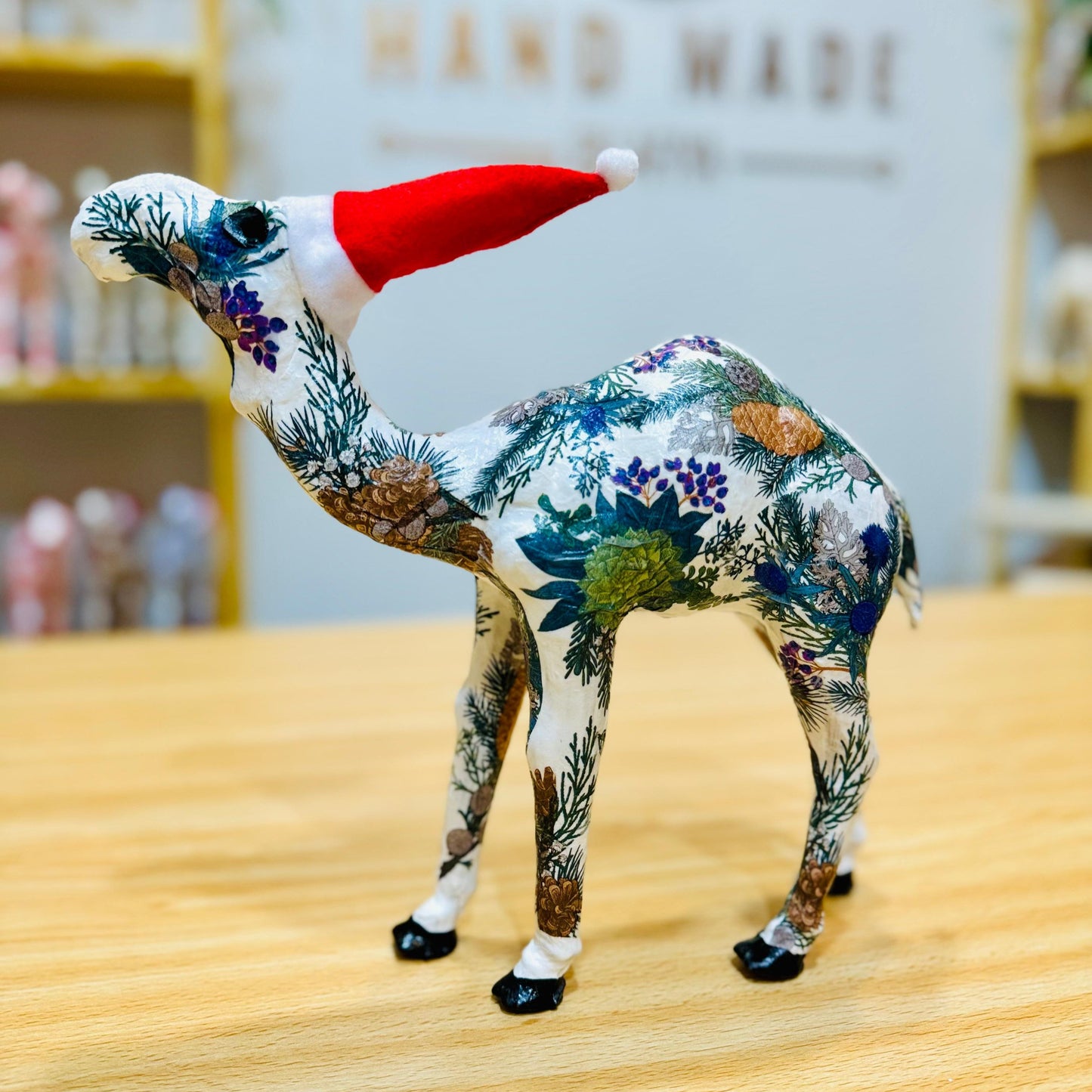 Handmade Camel with Wild Pine and Christmas Wreath Leaves - Christmas Decoration & Gift