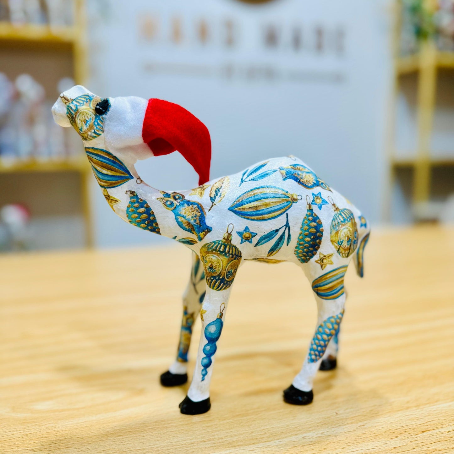 Handmade Camel with Golden Glow and Turquoise Blue Tree Ornaments - Christmas Decoration & Gift