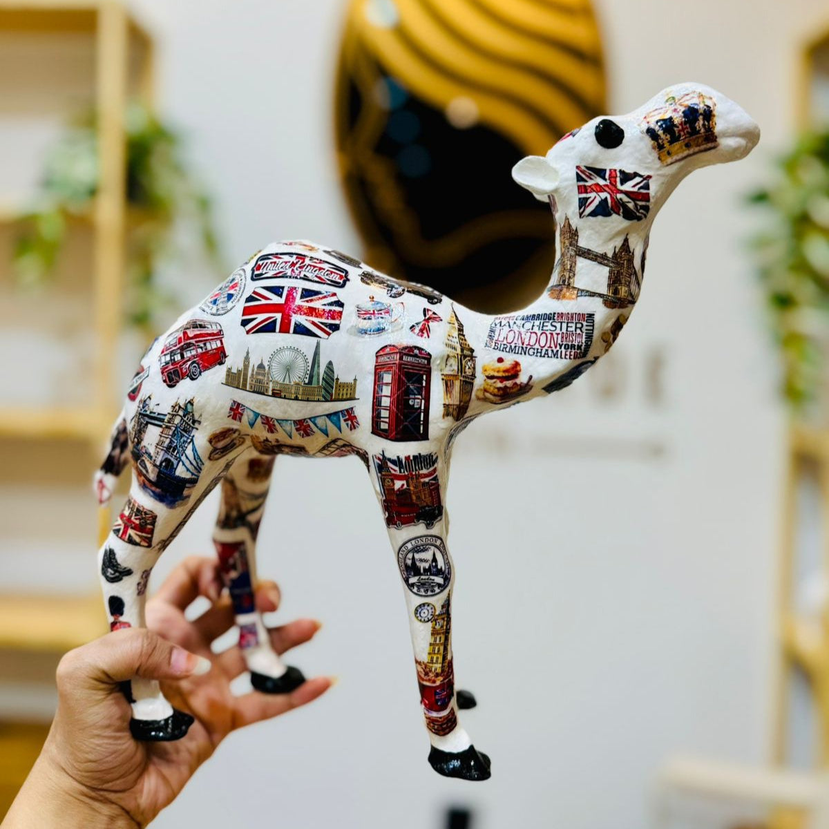 Handmade UK Theme Camel – Personalized British Souvenir Gift | London & Union Jack Inspired Décor from Dubai