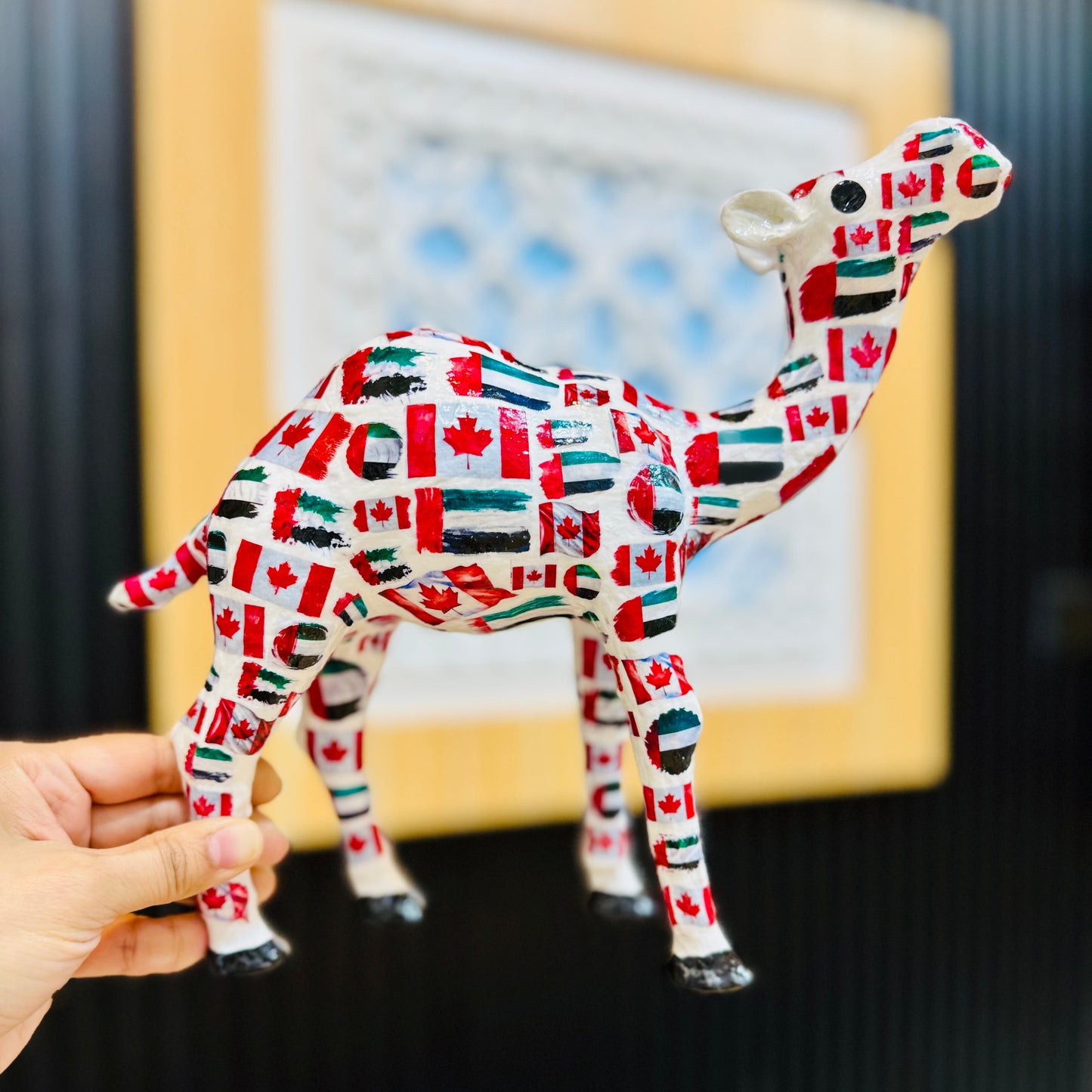 Handcrafted UAE & Canada Friendship Camel | UAE Canada Flag Souvenir & Personalized Gift