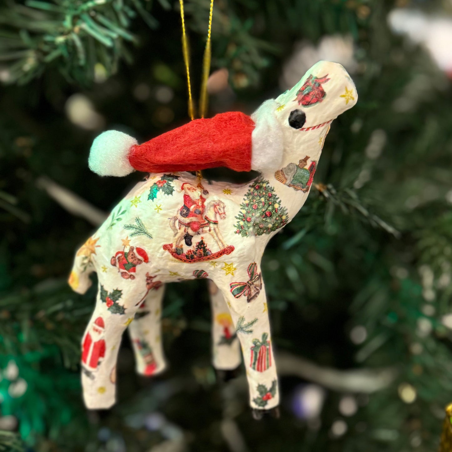 Handcrafted Christmas Santa Camel Ornament with Xmas Tree Ornaments - Unique Souvenir & Gift