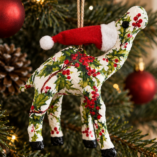 Handmade ornament camel : Christmas Holly themed