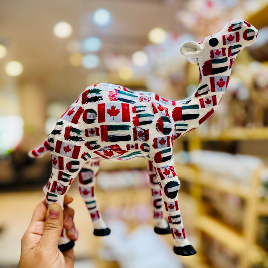 Handcrafted UAE & Canada Friendship Camel | UAE Canada Flag Souvenir & Personalized Gift
