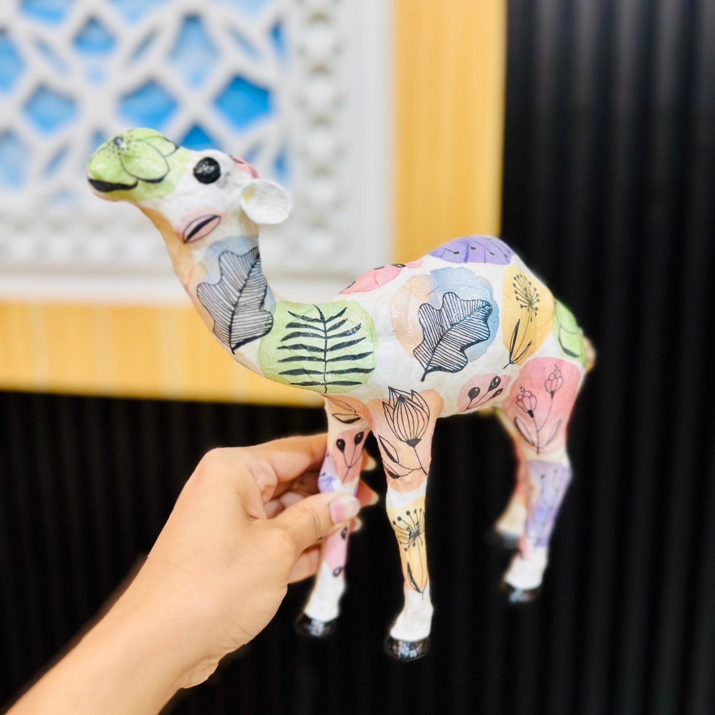 Handcrafted Pastel Botanical Camel | Modern Floral Home Décor & Personalized Gift