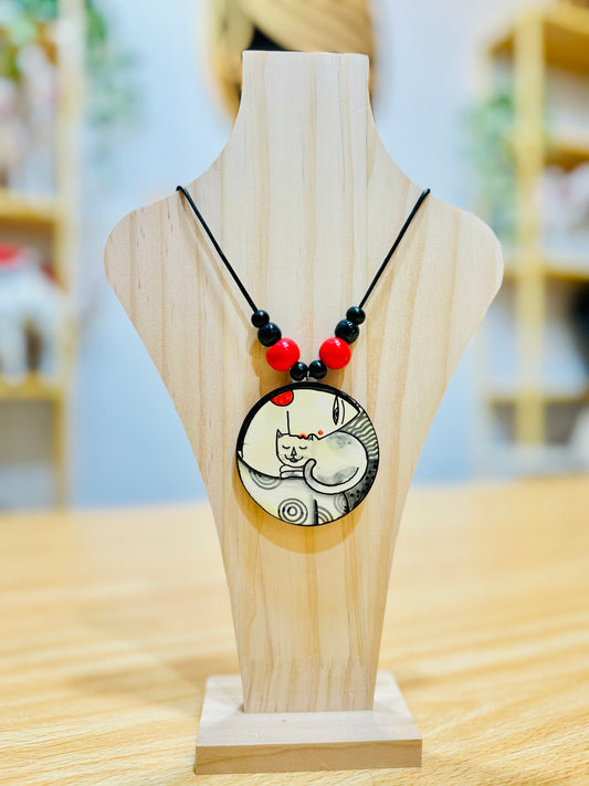 Hand painted Bamboo Pendant Ornament #16 The Cat