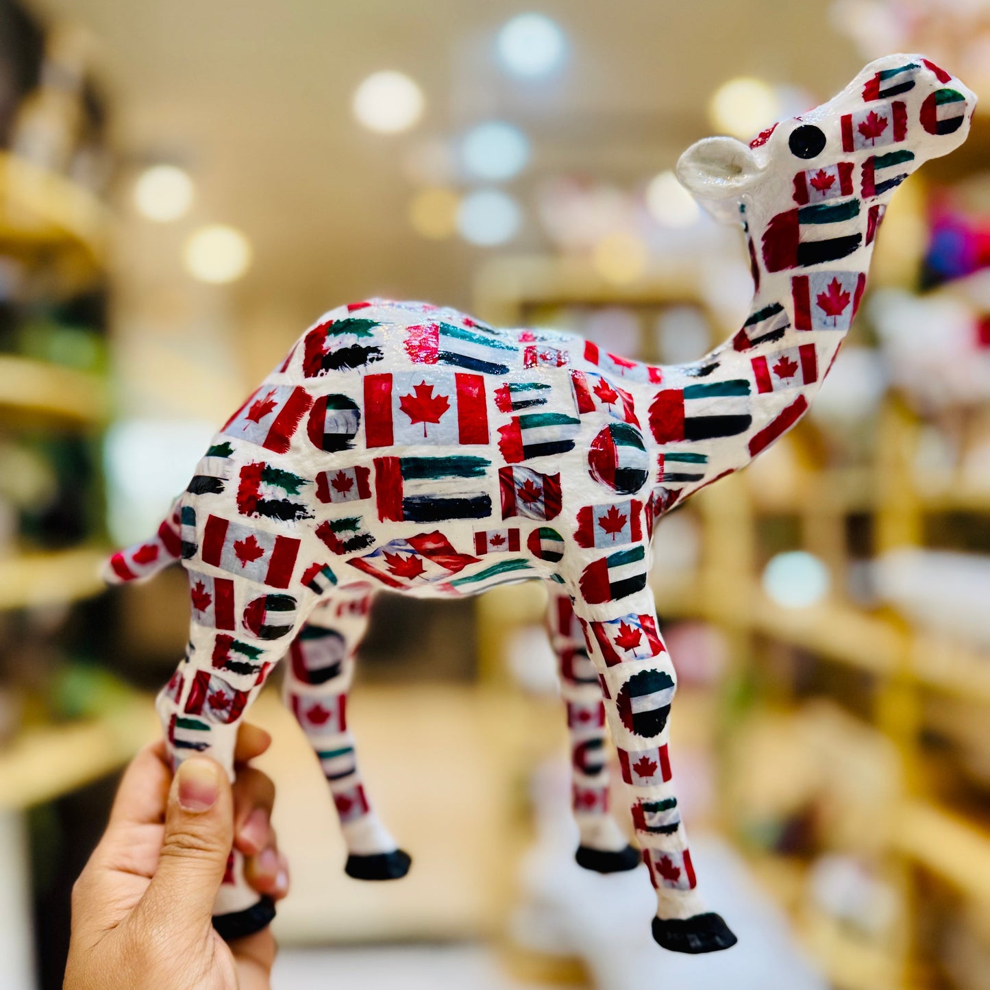 Handcrafted UAE & Canada Friendship Camel | UAE Canada Flag Souvenir & Personalized Gift
