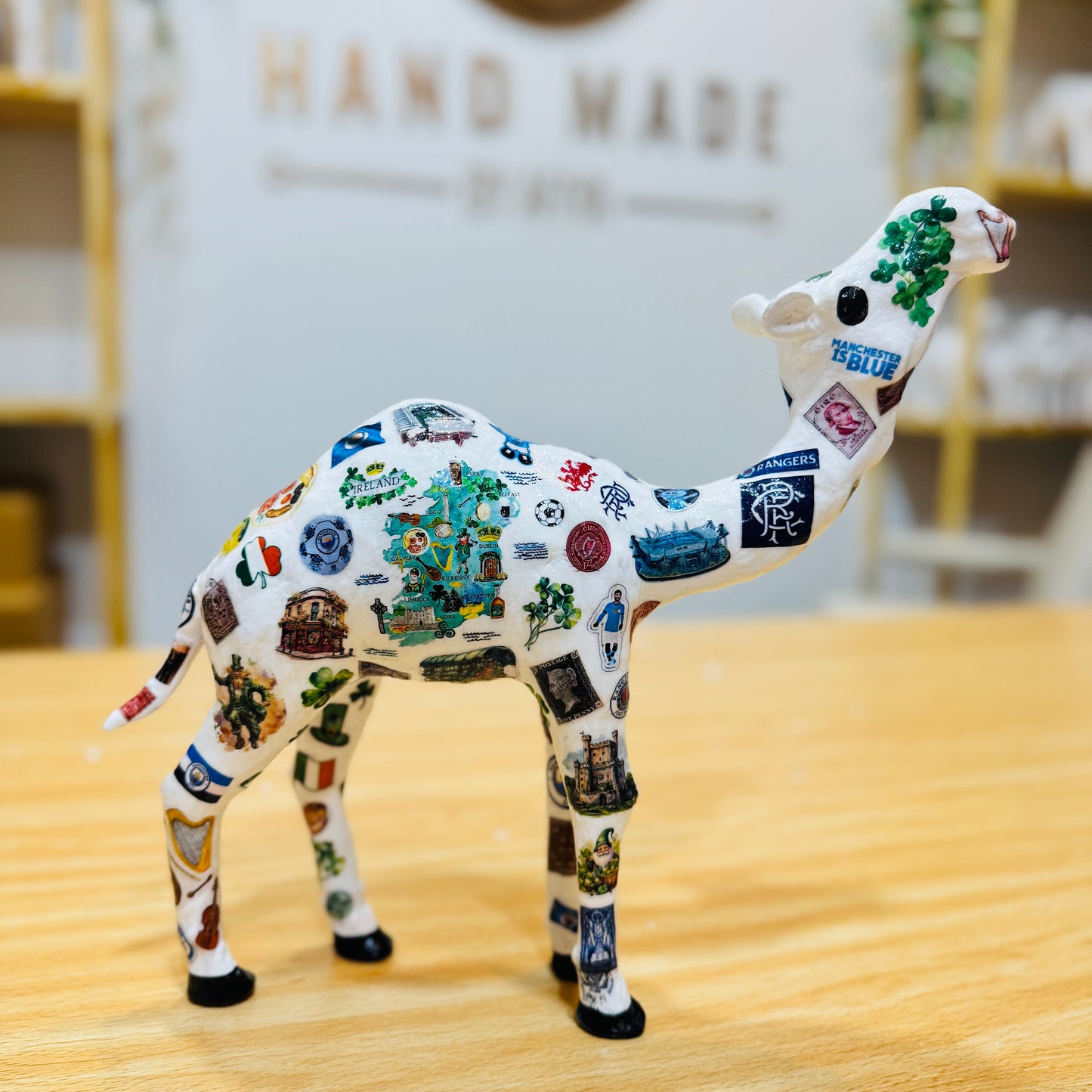 Handmade Irish Theme Camel – Personalized Gift from Daughter to Father | Dubai Souvenir