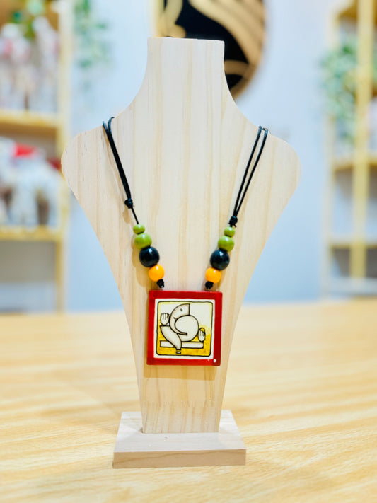 Hand painted Bamboo Pendant Ornament #17 Abstract