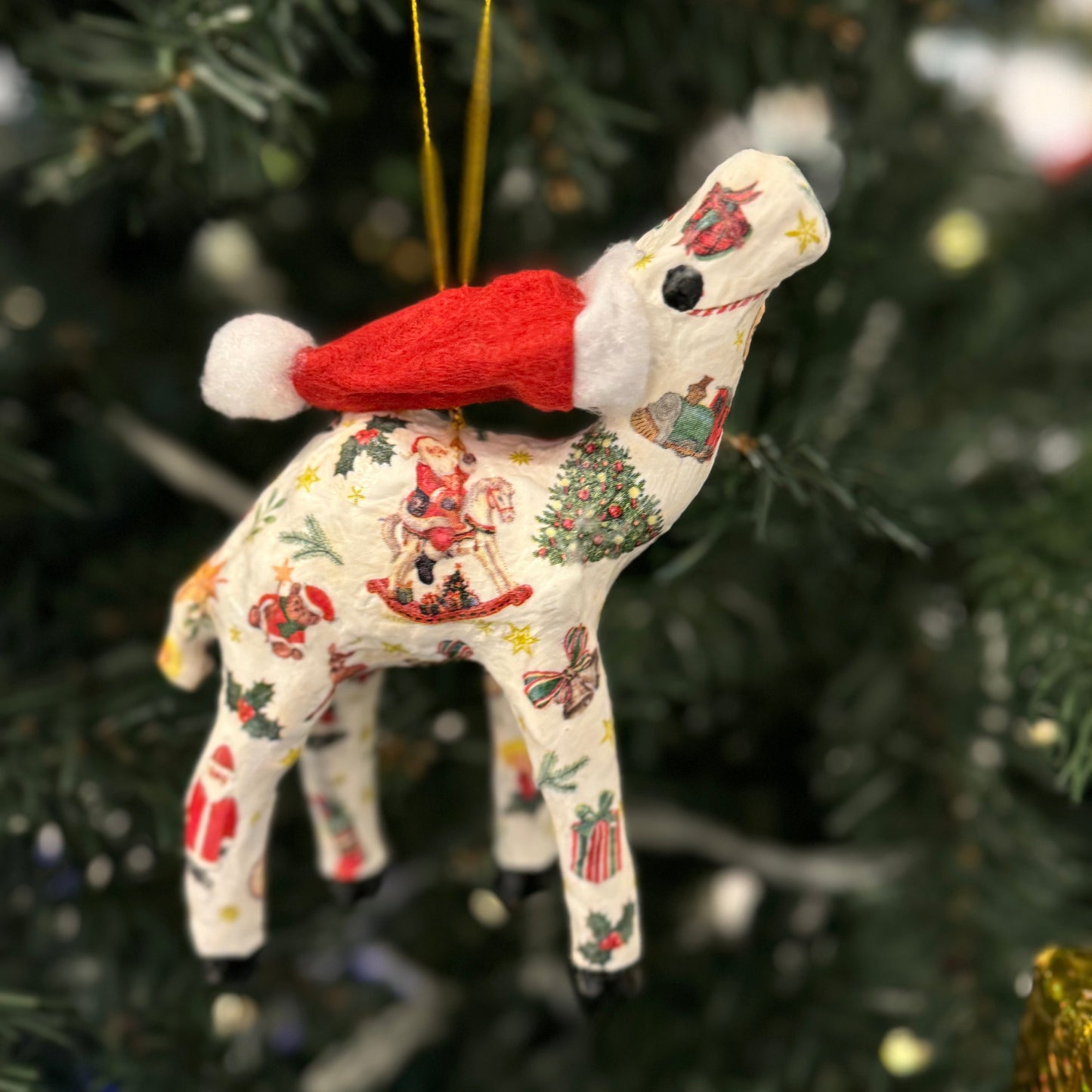 Handcrafted Christmas Santa Camel Ornament with Xmas Tree Ornaments - Unique Souvenir & Gift