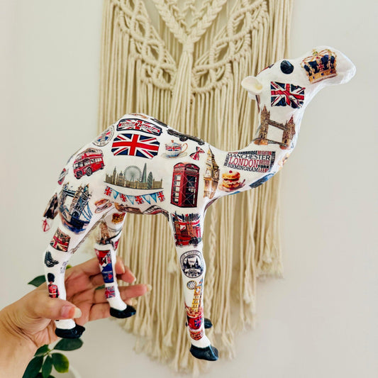 Handmade UK Theme Camel – Personalized British Souvenir Gift | London & Union Jack Inspired Décor from Dubai