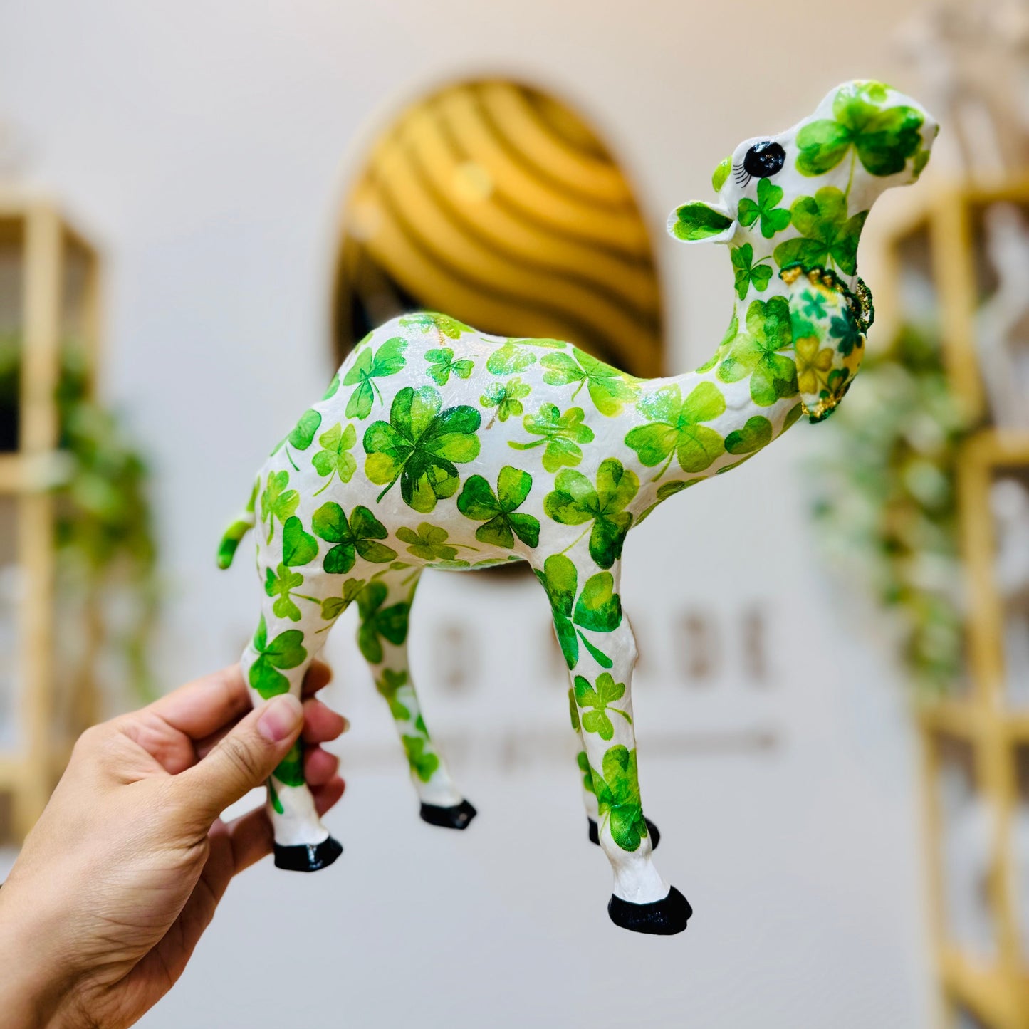 Handcrafted St. Patrick's Day Camel | Lucky Shamrock Camel Decoration & Irish Gift
