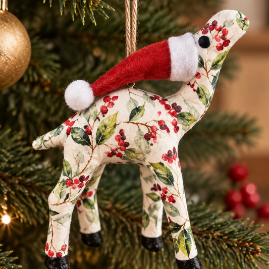 Handmade Christmas Santa Camel Ornament with Winter Foliage - Unique Souvenir & Gift