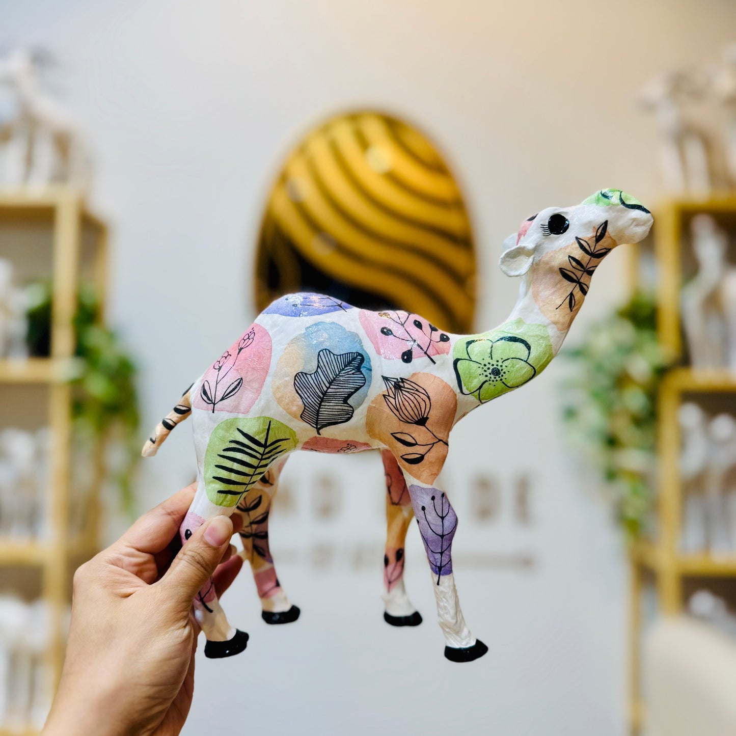 Handcrafted Pastel Botanical Camel | Modern Floral Home Décor & Personalized Gift
