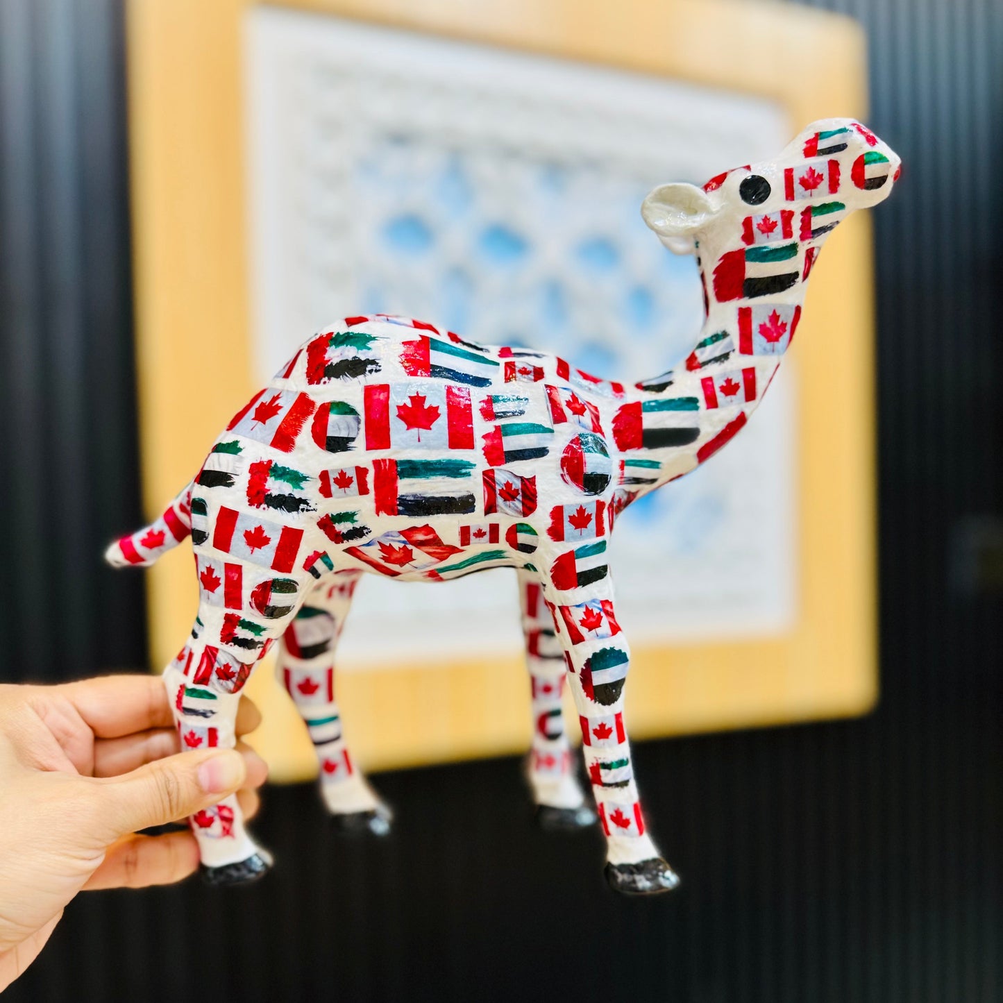 Handcrafted UAE & Canada Friendship Camel | UAE Canada Flag Souvenir & Personalized Gift