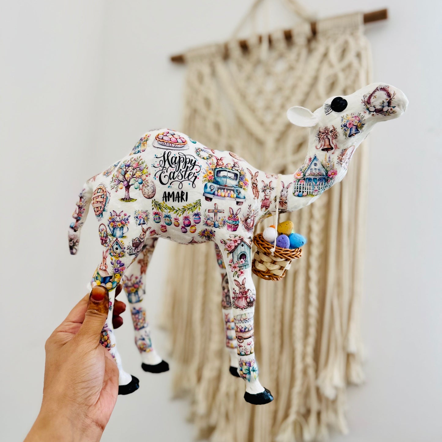 Handcrafted Easter Camel | Easter Egg Basket Camel Decoration & Personalized Easter Gift