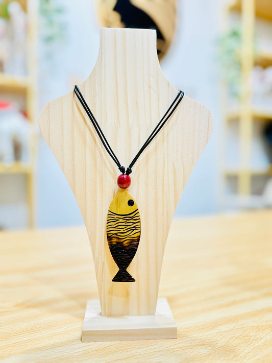 Hand painted Bamboo Pendant Ornament #18 Fish