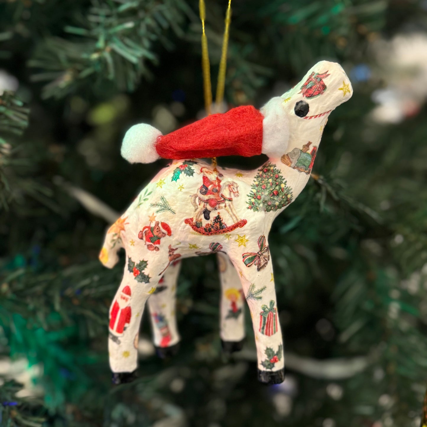 Handcrafted Christmas Santa Camel Ornament with Xmas Tree Ornaments - Unique Souvenir & Gift