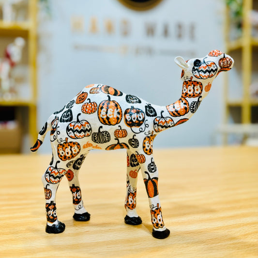 Handcrafted Halloween Camel with Spooky Pumpkins - Festive Decoration & Gift