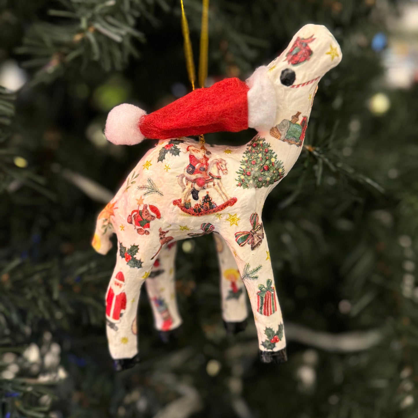 Handcrafted Christmas Santa Camel Ornament with Xmas Tree Ornaments - Unique Souvenir & Gift