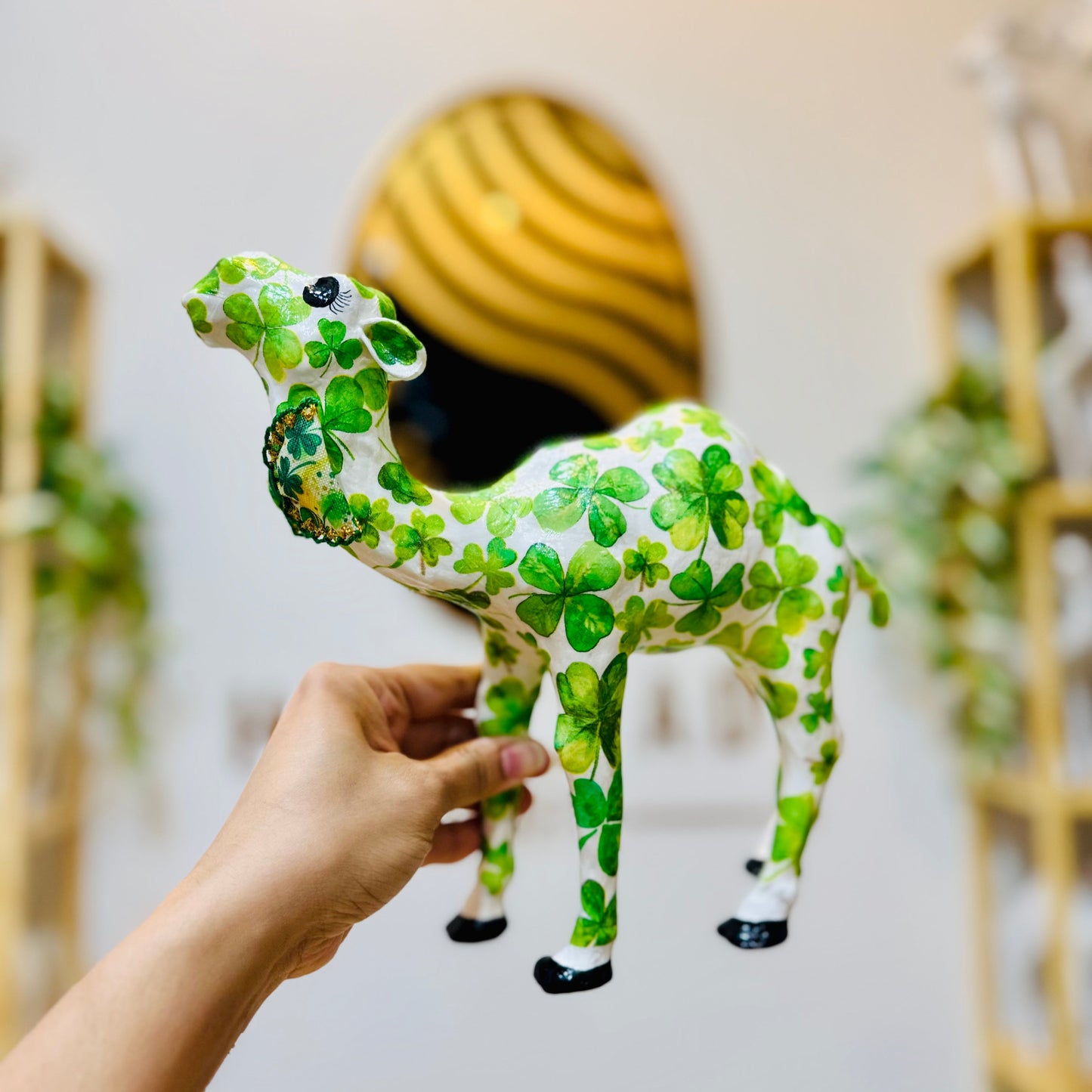 Handcrafted St. Patrick's Day Camel | Lucky Shamrock Camel Decoration & Irish Gift