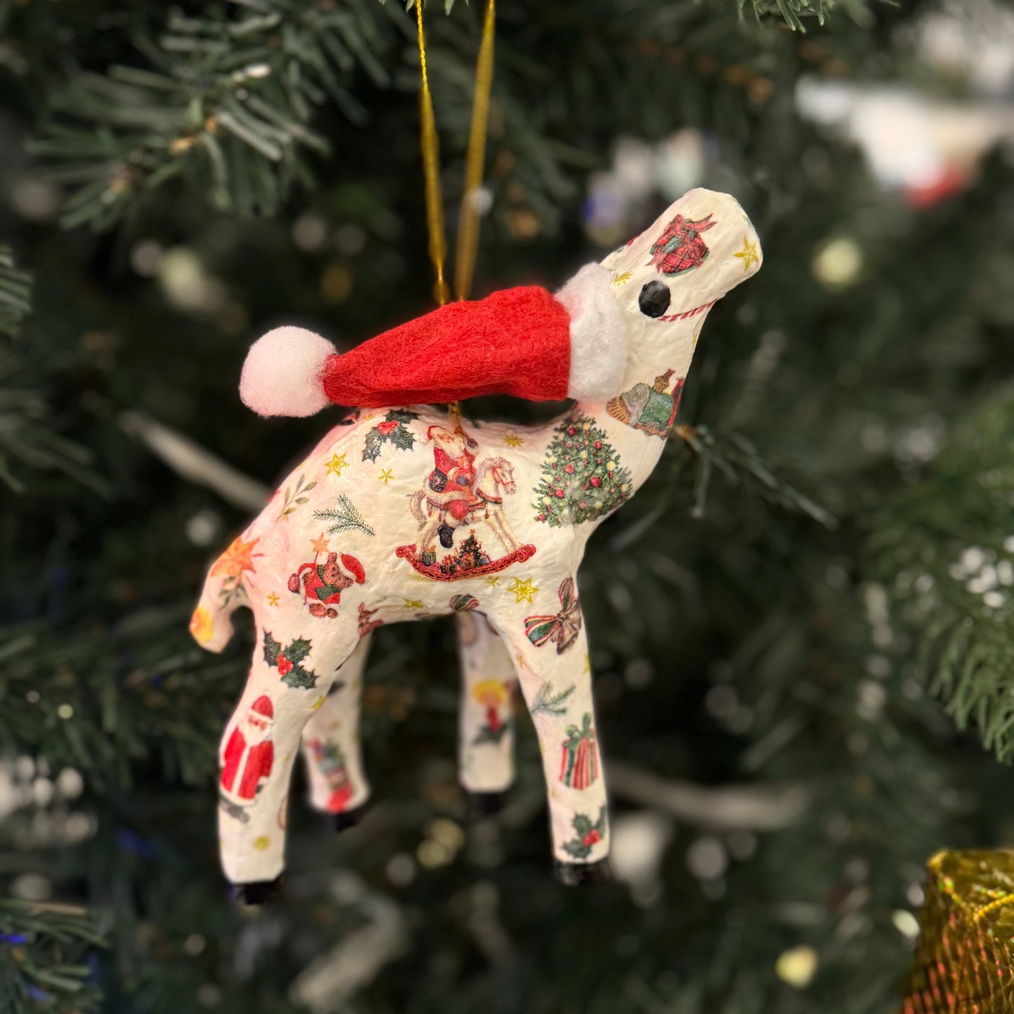 Handcrafted Christmas Santa Camel Ornament with Xmas Tree Ornaments - Unique Souvenir & Gift