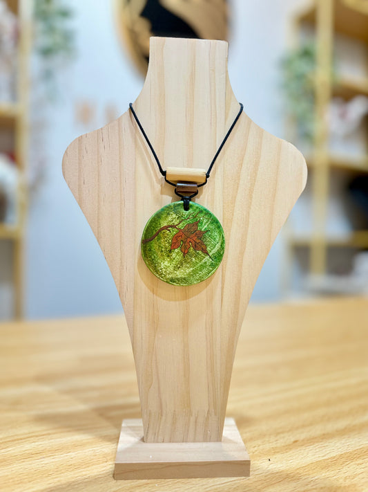 Hand painted clay Pendant Ornament #8 The Leaf