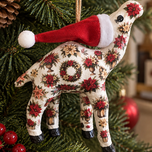 Handmade Poinsettia Christmas Camel Ornament | Traditional Festive Collection
