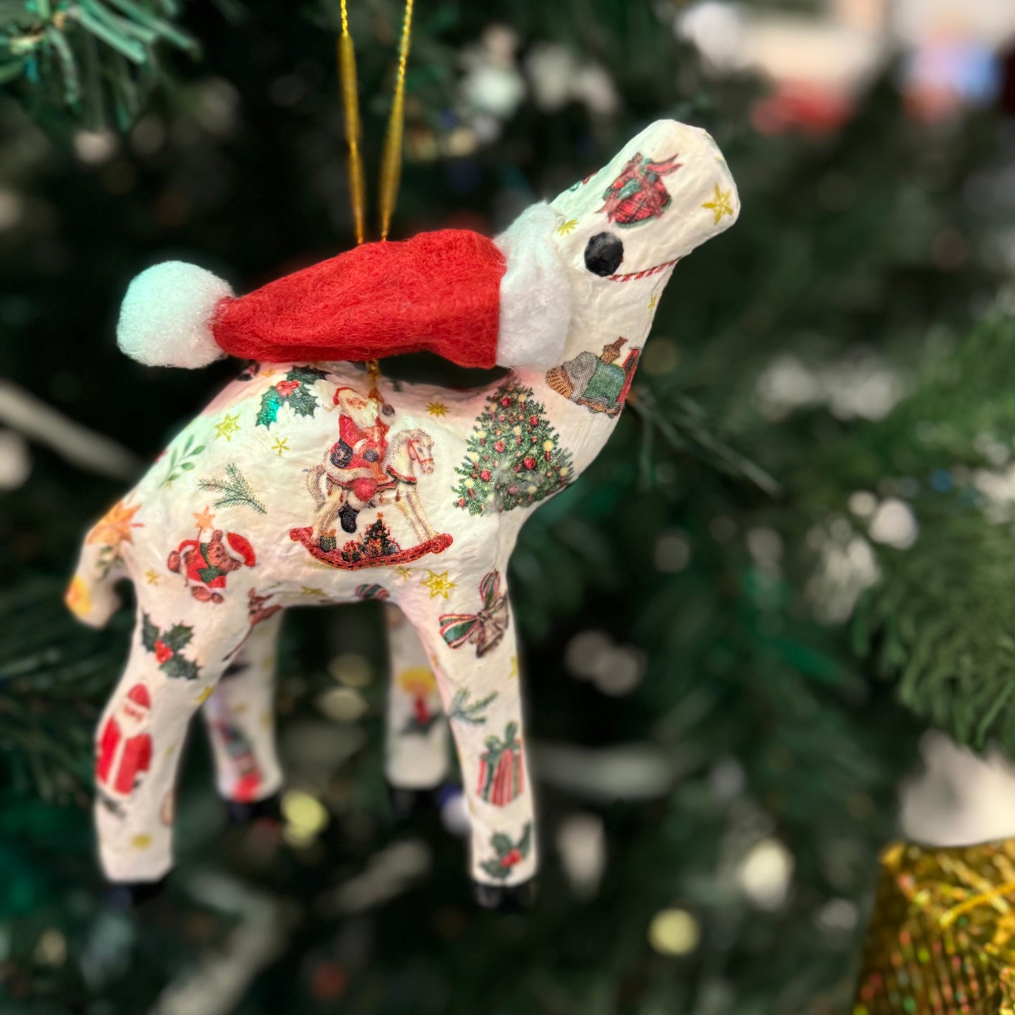 Handcrafted Christmas Santa Camel Ornament with Xmas Tree Ornaments - Unique Souvenir & Gift