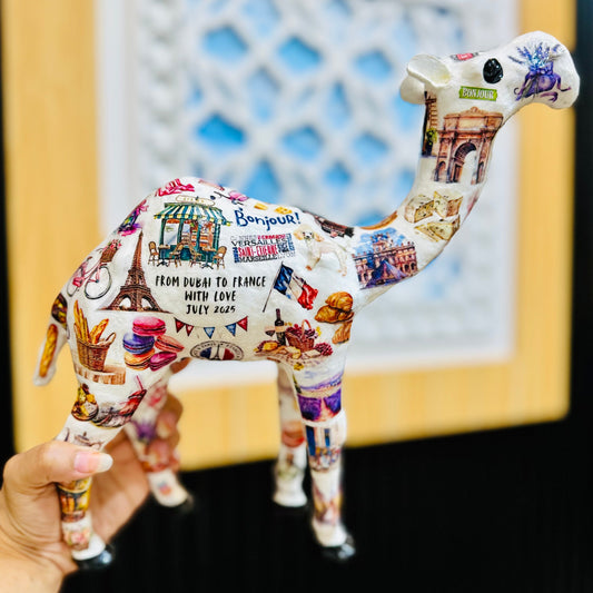 Handmade French Theme Camel – Personalized Paris-Inspired Souvenir Gift | France Flag Décor from Dubai