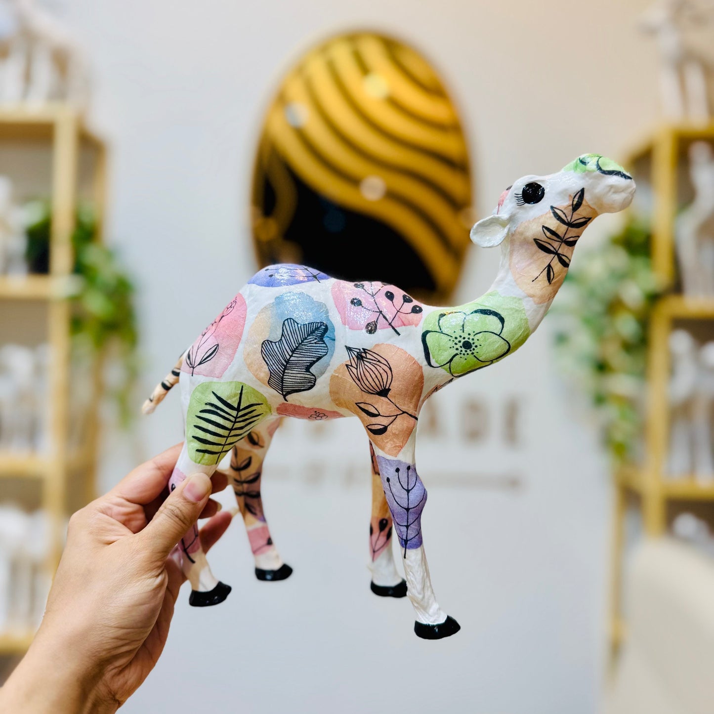 Handcrafted Pastel Botanical Camel | Modern Floral Home Décor & Personalized Gift