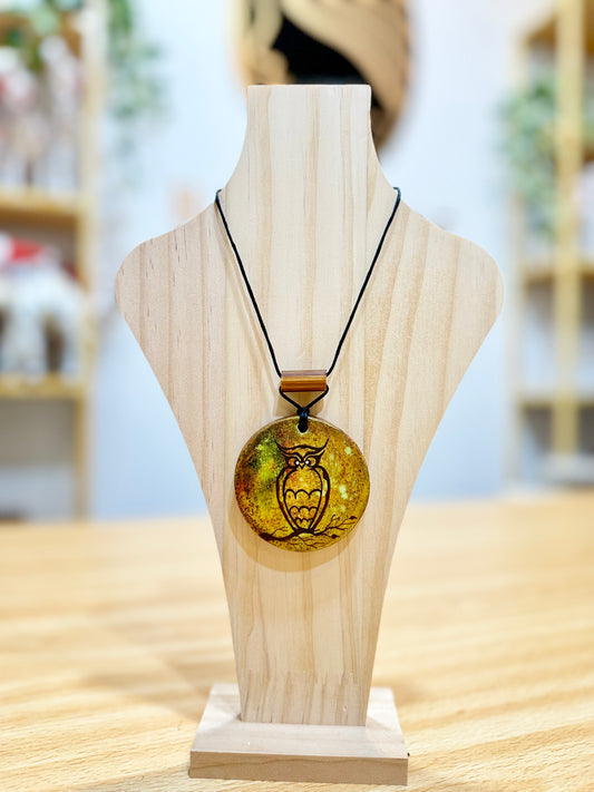Hand painted clay Pendant Ornament #10 The Owl