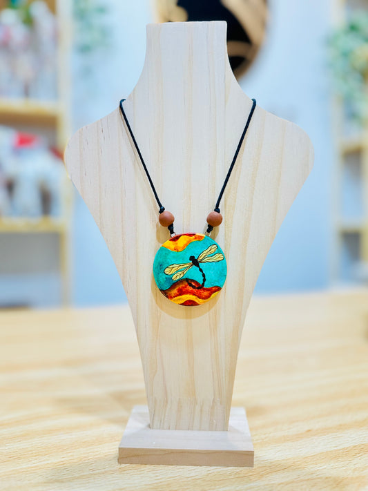 Hand painted clay Pendant Ornament #7 Dragonfly