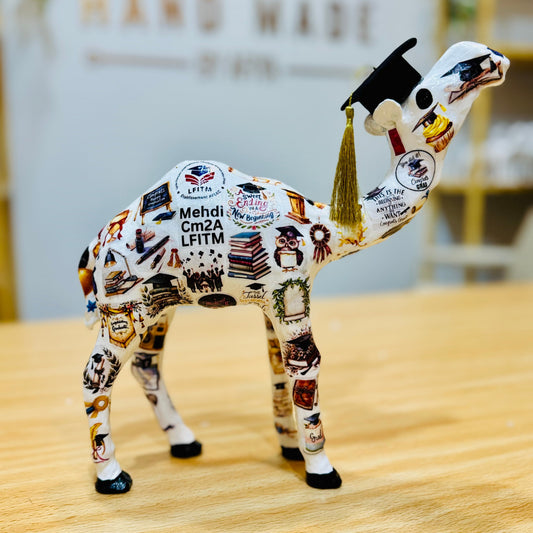 Handmade Graduation Camel – Personalized with Graduation Hat, University & School #2