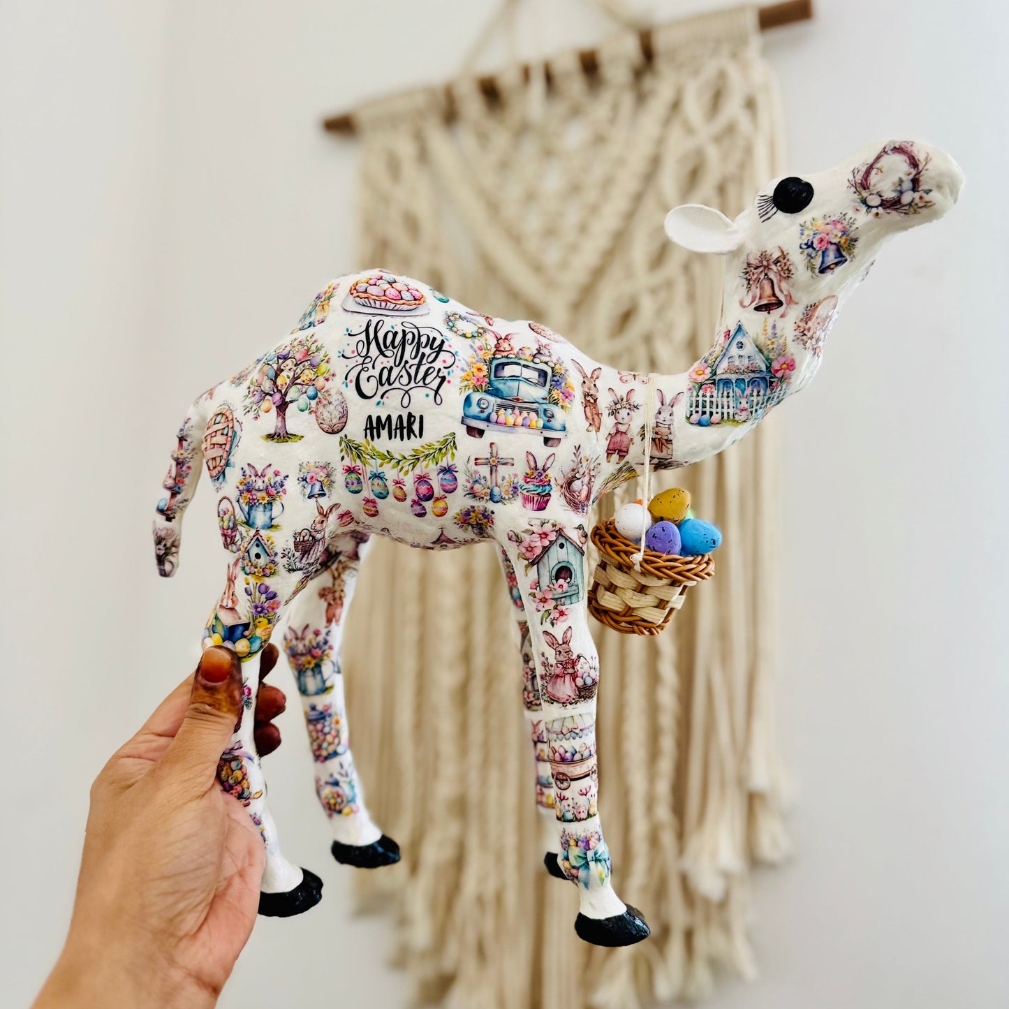 Handcrafted Easter Camel | Easter Egg Basket Camel Decoration & Personalized Easter Gift