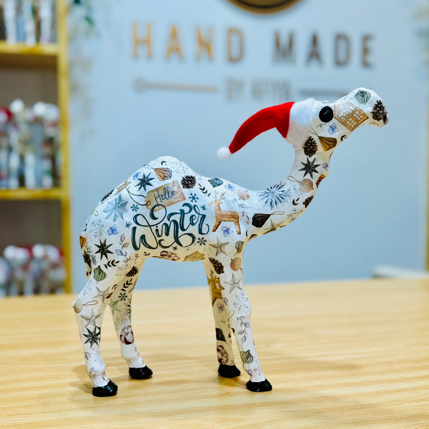 Handcrafted Christmas Camel with Hello Winter - Holiday Decoration & Gift