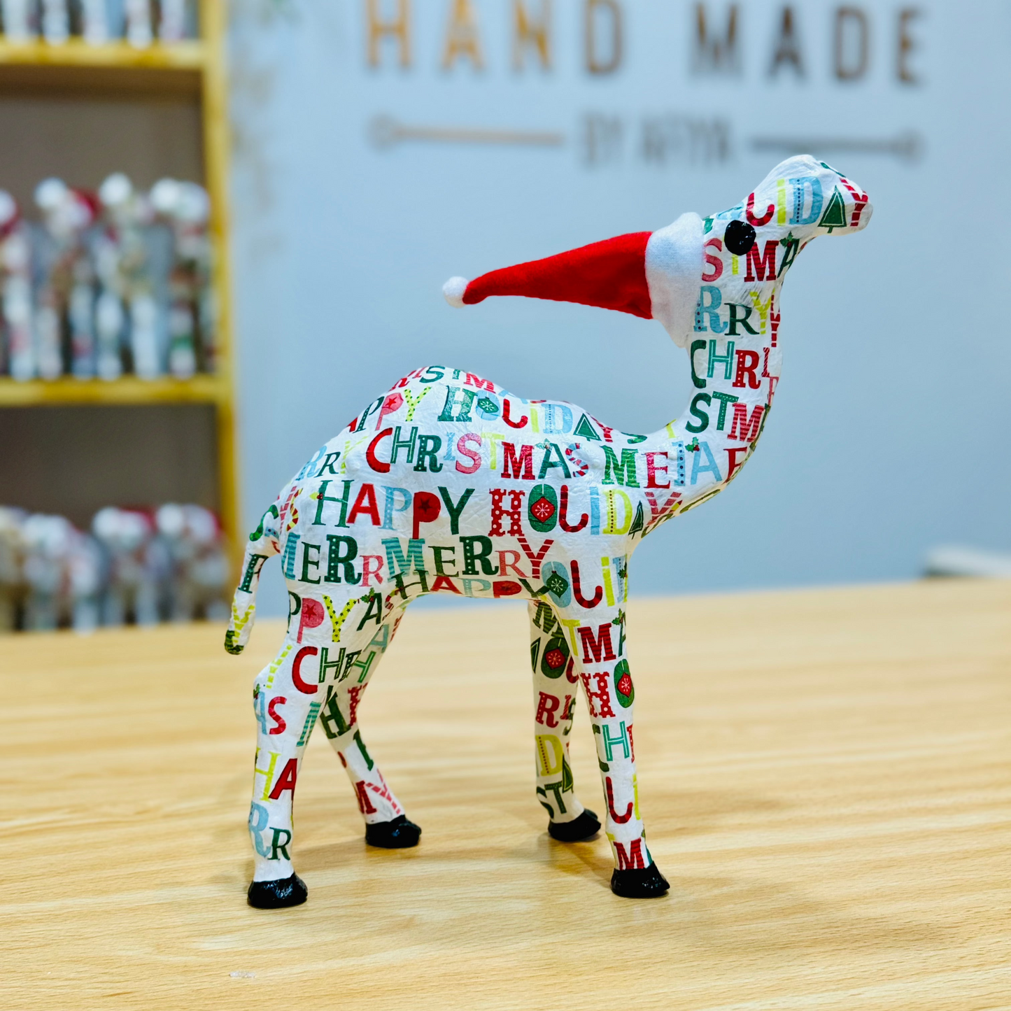 Handcrafted Christmas Camel with Happy Holidays and Merry Christmas - Holiday Decoration & Gift