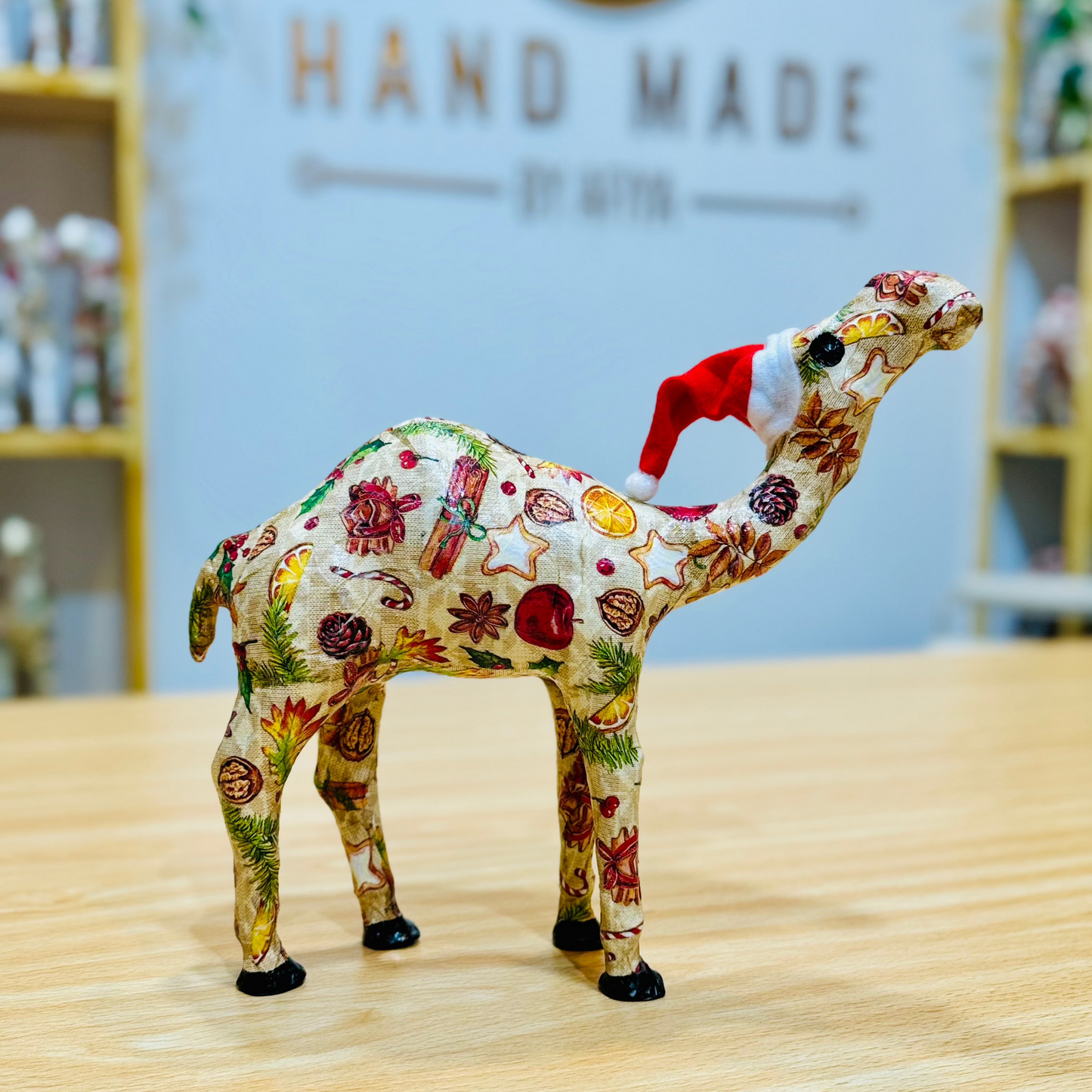 Handcrafted Christmas Camel with Winter Scents in Cream - Holiday Decoration & Gift